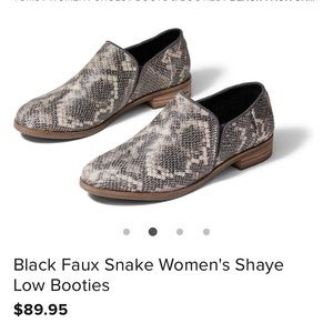 TOMS Women Shaye Low Booties in Faux Snake - 6.5